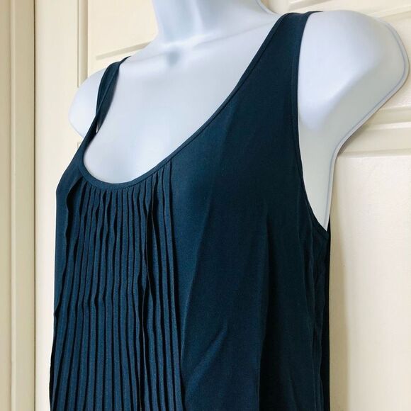 Vintage Eileen Fisher Navy Pleated Silk Midi Tank Dress - Picture 3 of 11